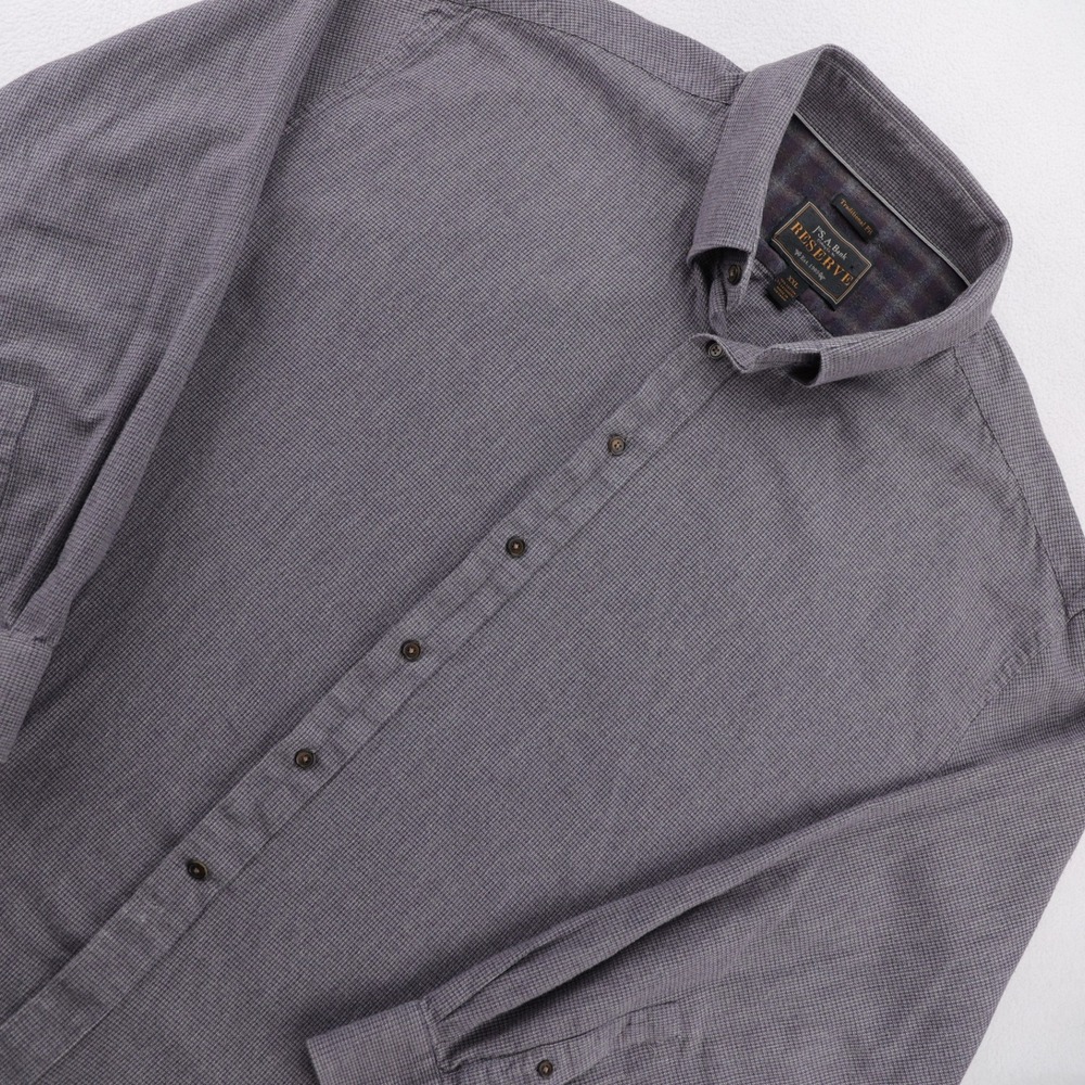 Jos A Bank Reserve Mens XXL Cashmere Cotton Button Down Purple Gray Pattern
